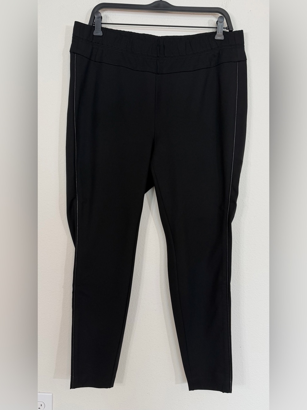 NWT J.Jill Ponte Leggings Black Classic Pull On Faux Leather Detail Career XL